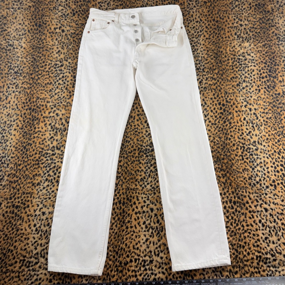 Vintage Levis 501 White Jeans 90s Made in USA Button Fly W30 L32 501-0651